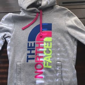 Size small, grey north face hooded sweater